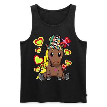 Hippie cheval chevaux poney enfants enfant - Débardeur bio Premium Homme - noir - Devant - Michal (187cm)