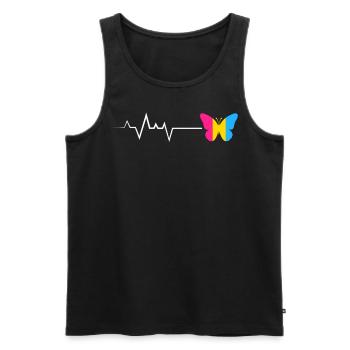 Pansexueller Schmetterling mit Herzschlaglinie - Männer Premium Bio Tank Top - Schwarz - Vorne - Michal (187cm)