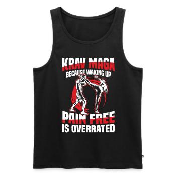 Krav Maga : Parce que se réveiller sans douleur - Débardeur bio Premium Homme - noir - Devant - Michal (187cm)