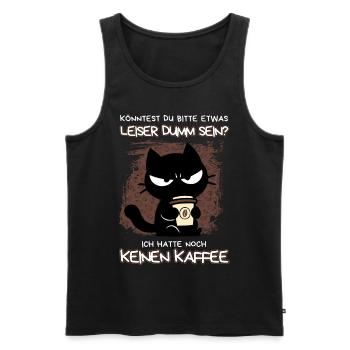 Kaffee. Jetzt. Sofort. – Grumpy Style mit Koffein - Männer Premium Bio Tank Top - Schwarz - Vorne - Michal (187cm)