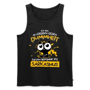 Allergisch gegen Dummheit – Sarkasmus Katze - Männer Premium Bio Tank Top - Schwarz - Vorne - Michal (187cm)