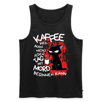 Kaffee kann Mord verhindern – Sarkastische Katze - Männer Premium Bio Tank Top - Schwarz - Vorne - AI Model Male 178 light (178cm)