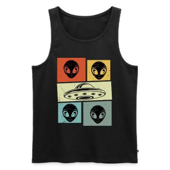 Alien Ovni Rétro Vintage - Débardeur bio Premium Homme - noir - Devant - Michal (187cm)