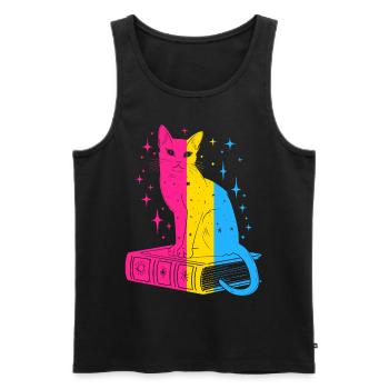 Livre Chat Céleste Fierté Pansexuelle LGBTQ+ - Débardeur bio Premium Homme - noir - Devant - Michal (187cm)