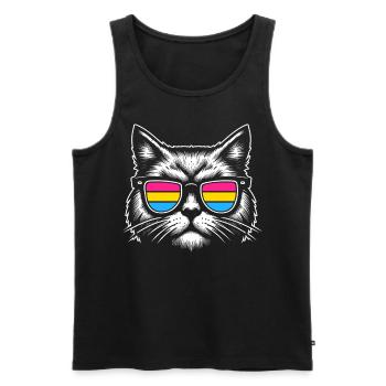 Lunettes de soleil Pansexual Vintage Cat LGBTQ+ - Débardeur bio Premium Homme - noir - Devant - Michal (187cm)