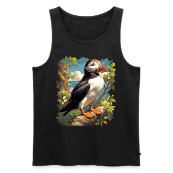 Papageientaucher - Männer Premium Bio Tank Top - Schwarz - Vorne - Michal (187cm)