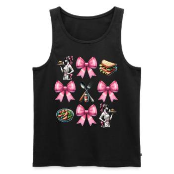 Coquette Bow Lunch Lady Cafeteria Worker Mom - Men's Premium Organic Tank Top - black - Front - Michal (187cm)