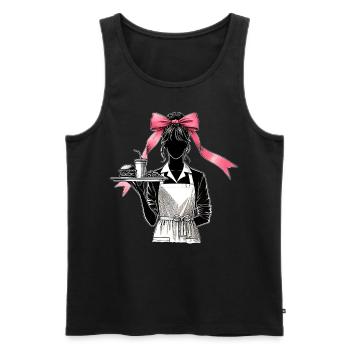 Coquette Bow Lunch Lady Cafeteria Worker Mom - Men's Premium Organic Tank Top - black - Front - Michal (187cm)
