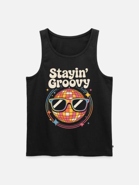 Bunte Diskokugel mit Sonnenbrille - Männer Premium Bio Tank Top - Schwarz