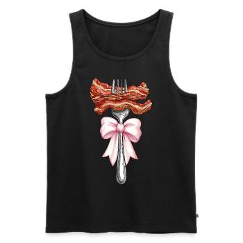 Coquette Bow Lanières de bacon Porc Maman - Débardeur bio Premium Homme - noir - Devant - Michal (187cm)