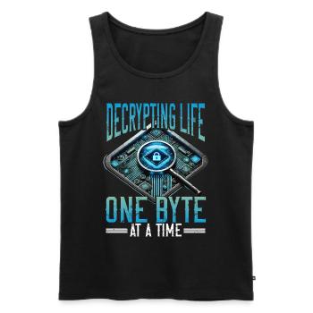 Digitale Forensik Decrypting Life - Männer Premium Bio Tank Top - Schwarz - Vorne - AI Model Male 178 light (178cm)