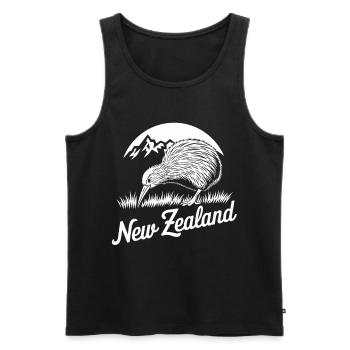 Nouvelle-Zélande Kiwi Mountains Nature Adventure Design - Débardeur bio Premium Homme - noir - Devant - Michal (187cm)