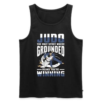 Judo: The Only Sport Where Grounded Means You're - Männer Premium Bio Tank Top - Schwarz - Vorne - AI Model Male 178 light (178cm)