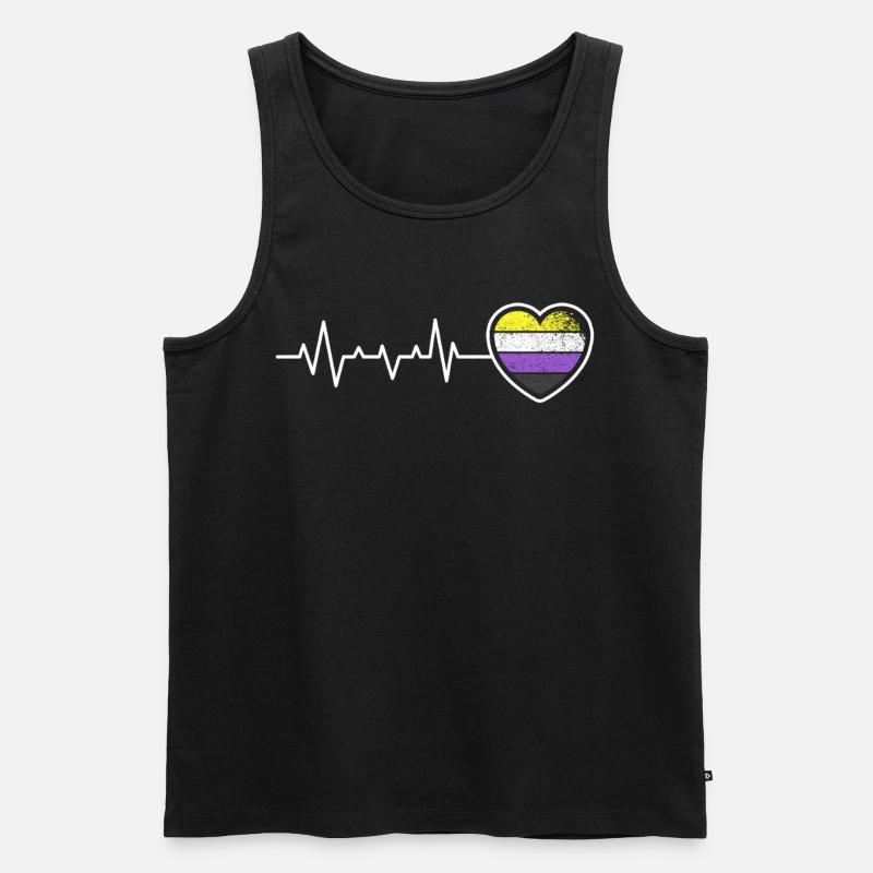Nonbinary Pride Herzschlag Enby Flagge - Männer Premium Bio Tank Top - Schwarz