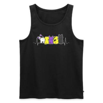 Non-binaire Fierté Chat mignon Battement de cœur LGBTQ+ - Débardeur bio Premium Homme - noir - Devant - Michal (187cm)