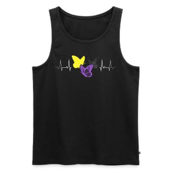 Nonbinary Pride Schmetterlinge Herzschlag LGBTQ+ - Männer Premium Bio Tank Top - Schwarz - Vorne - AI Model Male 178 light (178cm)