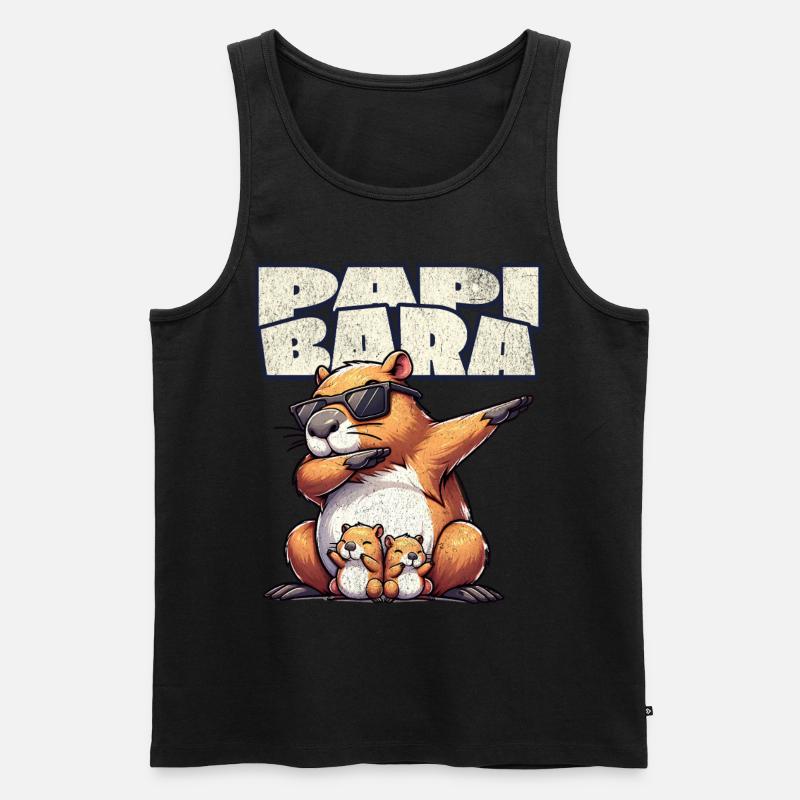 Papibara Capybara Vater Papa - Männer Premium Bio Tank Top - Schwarz