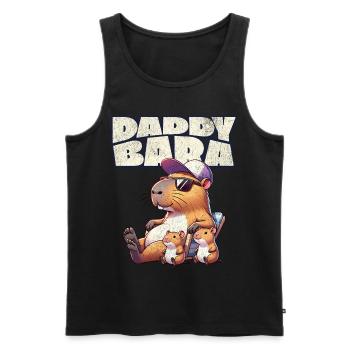 Daddybara Capybara Vater Papa - Männer Premium Bio Tank Top - Schwarz - Vorne - Michal (187cm)
