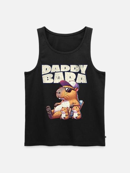 Daddybara Capybara Vater Papa - Männer Premium Bio Tank Top - Schwarz