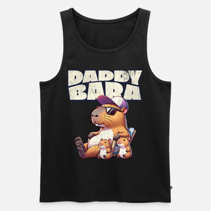 Daddybara Capybara Father Dad - Men's Premium Organic Tank Top - black