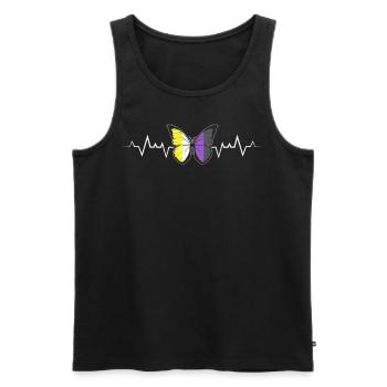 Nonbinary Pride Butterfly With Heartbeat Enby - Men's Premium Organic Tank Top - black - Front - AI Model Male 178 light (178cm)