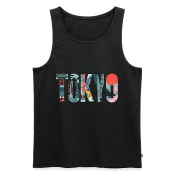 Japon Tokyo Cityscape Voyage Aventure - Débardeur bio Premium Homme - noir - Devant - Michal (187cm)
