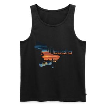 Madeira Insel Silhouette mit Sonnenuntergang und - Männer Premium Bio Tank Top - Schwarz - Vorne - Michal (187cm)