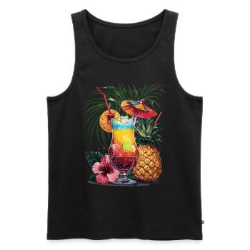 de cocktails tropicaux à l’ananas et à l’hibiscus - Débardeur bio Premium Homme - noir - Devant - Michal (187cm)
