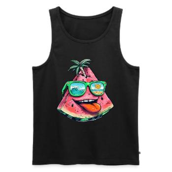 Wassermelone Sommerparty Paradies mit Palmen und - Männer Premium Bio Tank Top - Schwarz - Vorne - AI Model Male 178 light (178cm)