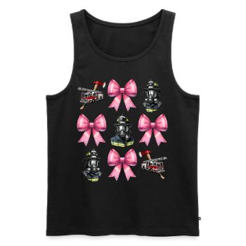 Coquette Bow Fire Fighting Firefighter - Men's Premium Organic Tank Top - black - Front - AI Model Male 178 light (178cm)