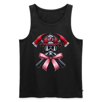 Coquette Bow Firefighter Firefighter Mom - Men's Premium Organic Tank Top - black - Front - AI Model Male 178 light (178cm)