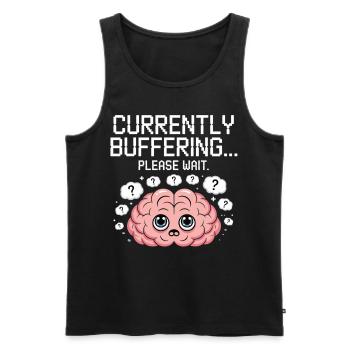 Gehirn lädt noch - Bitte warten – Gehirnaussetzer - Männer Premium Bio Tank Top - Schwarz - Vorne - AI Model Male 178 light (178cm)