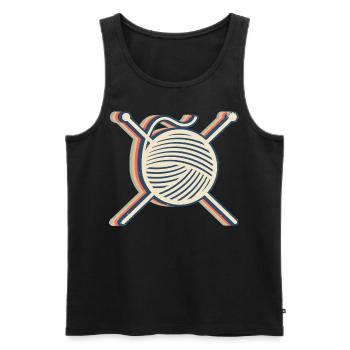 Stricken Stricker häkeln Garn Retro Line Art - Männer Premium Bio Tank Top - Schwarz - Vorne - Michal (187cm)