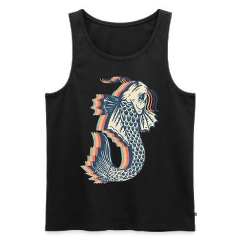 Koi Fish Carpe Nishikigoi Japon Rétro Line Art - Débardeur bio Premium Homme - noir - Devant - Michal (187cm)