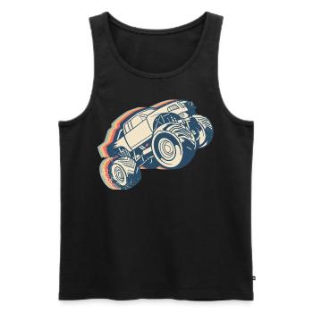 Monster Truck Offroad Quad Retro Line Art - Men's Premium Organic Tank Top - black - Front - AI Model Male 178 light (178cm)