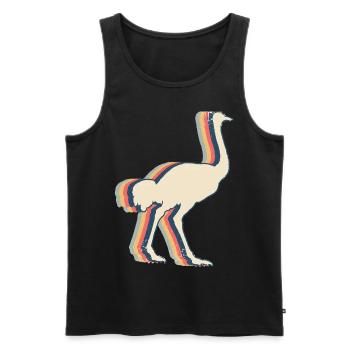 Ostrich Animal Retro Line Art - Men's Premium Organic Tank Top - black - Front - AI Model Male 178 light (178cm)