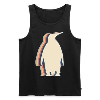 Penguin Flightless Bird Retro Line Art - Men's Premium Organic Tank Top - black - Front - AI Model Male 178 light (178cm)