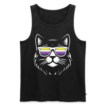 Minimalist Cat Nonbinary Pride Enby - Men's Premium Organic Tank Top - black - Front - AI Model Male 178 light (178cm)