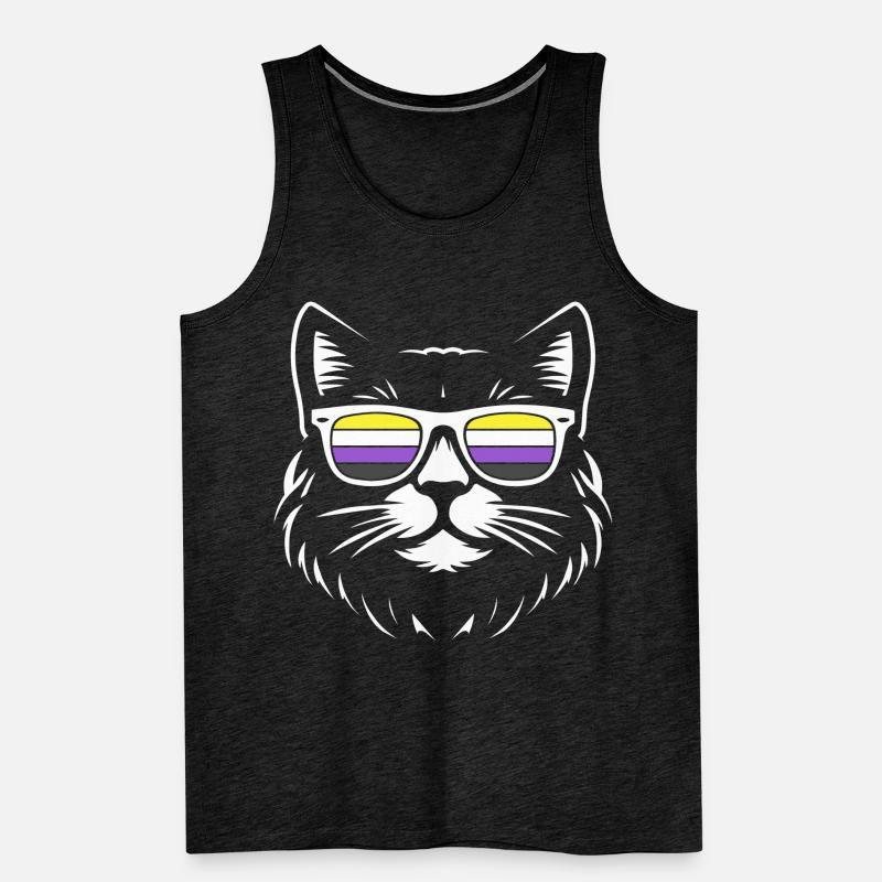 Chat Minimaliste Non-Binary Pride Enby Débardeur bio Premium Homme