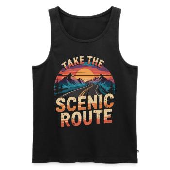 Road trip design for adventurers - Men's Premium Organic Tank Top - black - Front - AI Model Male 178 light (178cm)