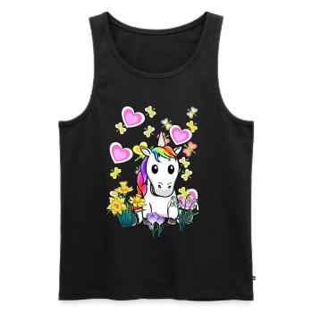 Unicorn Unicorns Summer Retro Mythical Creatures Kids - Men's Premium Organic Tank Top - black - Front - AI Model Male 178 light (178cm)