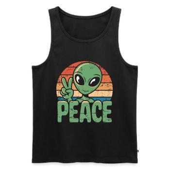 Alien UFO Peace - Men's Premium Organic Tank Top - black - Front - AI Model Male 178 light (178cm)