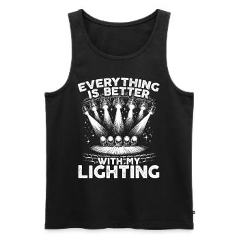 Lighting technician Lighting technician Lighting technology - Men's Premium Organic Tank Top - black - Front - AI Model Male 178 light (178cm)