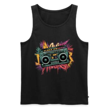 Retro Boombox Street Art Design - Männer Premium Bio Tank Top - Schwarz - Vorne - Michal (187cm)