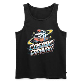 Cosmic Caravan Space Adventure for Explorers - Men's Premium Organic Tank Top - black - Front - AI Model Male 178 light (178cm)