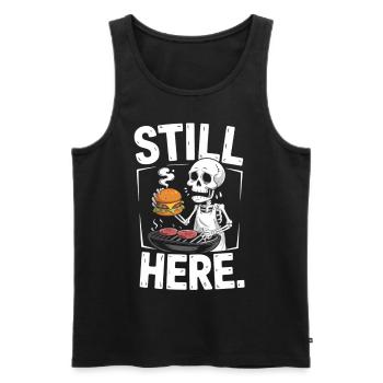 Lustiges Grill Skelett Shirt - Männer Premium Bio Tank Top - Schwarz - Vorne - AI Model Male 178 light (178cm)