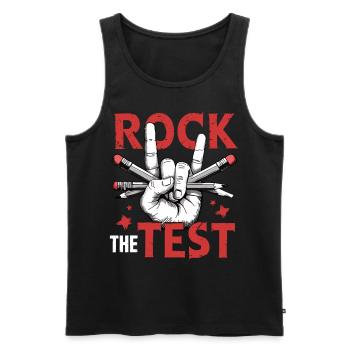 Rock the Test - Prüfungshelden - Männer Premium Bio Tank Top - Schwarz - Vorne - AI Model Male 178 light (178cm)
