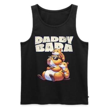 Daddybara Capybara Vater Papa - Männer Premium Bio Tank Top - Schwarz - Vorne - Michal (187cm)