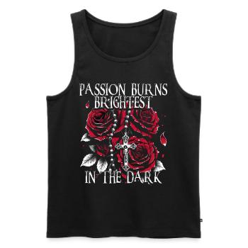 Dark Romance Passion Burns Birghtest In The Dark - Men's Premium Organic Tank Top - black - Front - AI Model Male 178 light (178cm)