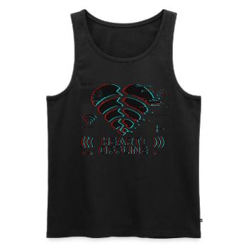 Heart: Offline – Glitch Korrupt Herz Verbindung - Männer Premium Bio Tank Top - Schwarz - Vorne - AI Model Male 178 light (178cm)